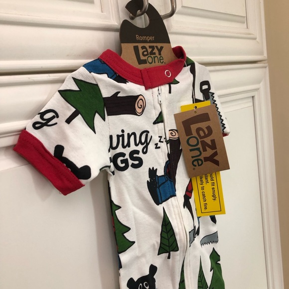 NWT LAZY One Sawing Logs Infant Romper - Picture 6 of 11